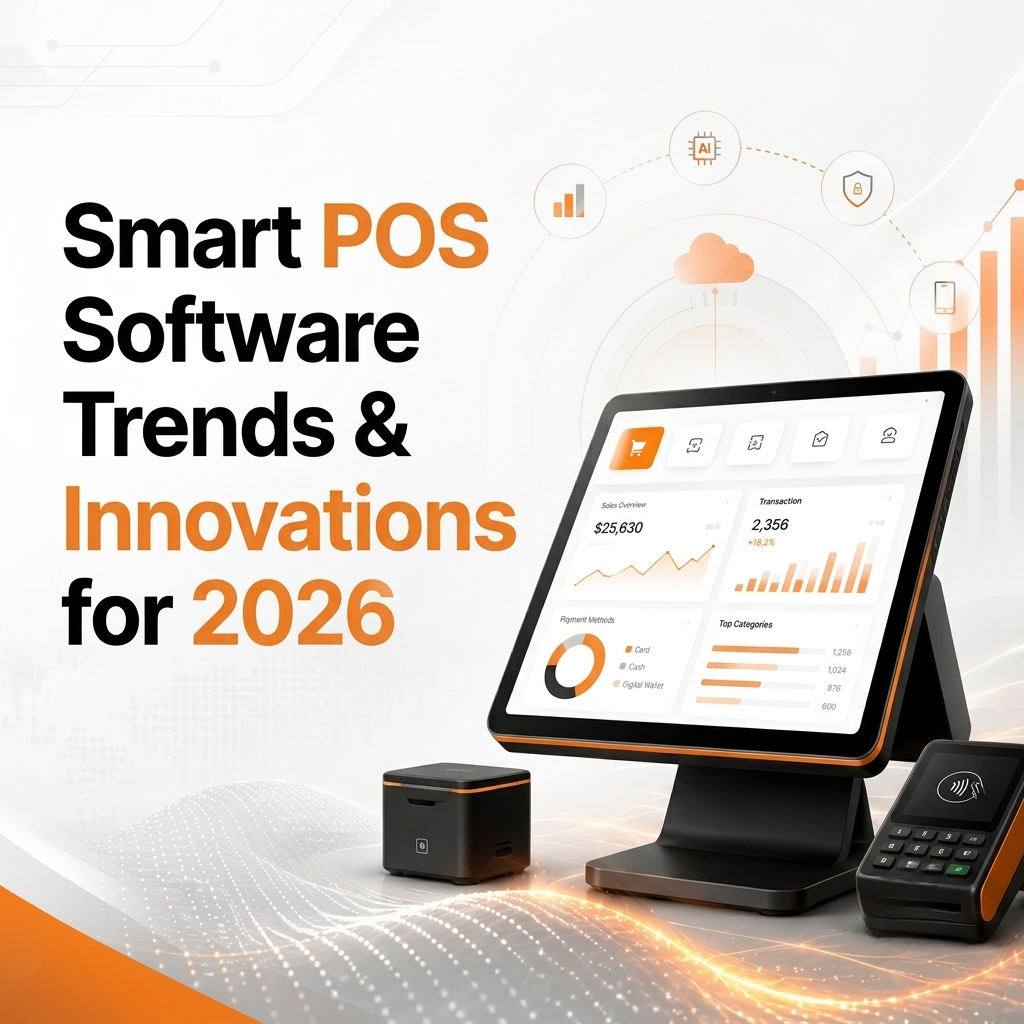 Smart POS software dashboard showcasing AI-powered retail management, cloud integration, contactless payments, and business analytics in 2026.