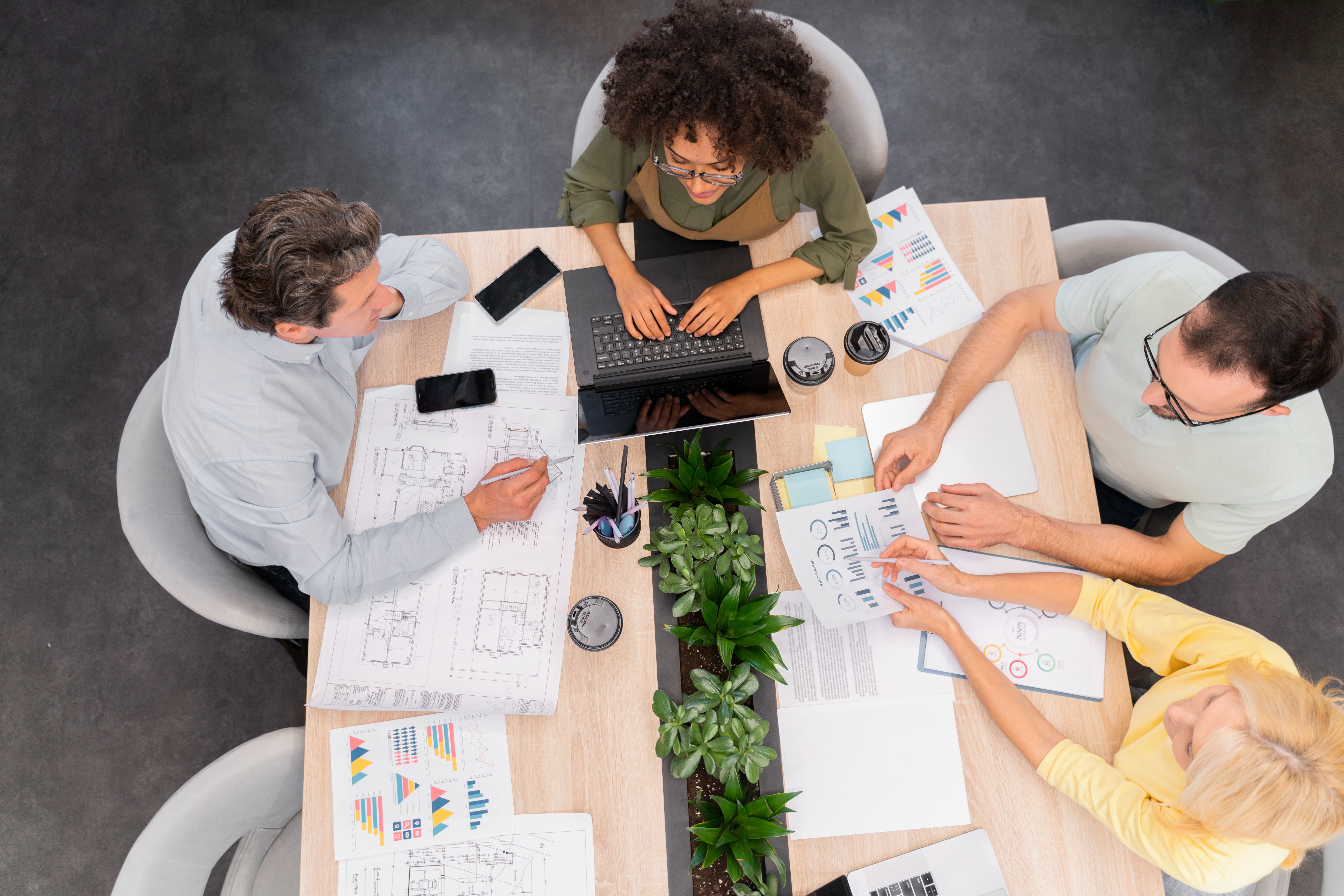 Team analyzing HR data and reports