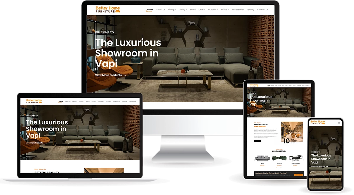 Homepage of Better Home Furniture’s ecommerce website designed by Popway Software