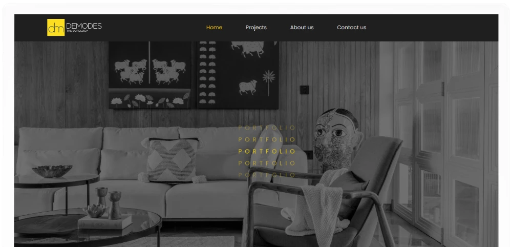 Demodes home page designed by Popway showcasing furniture website development