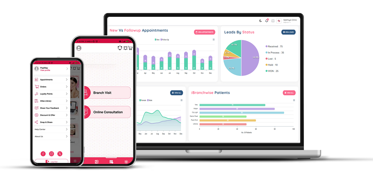 Mobile application of dermatology EHR and clinic management software