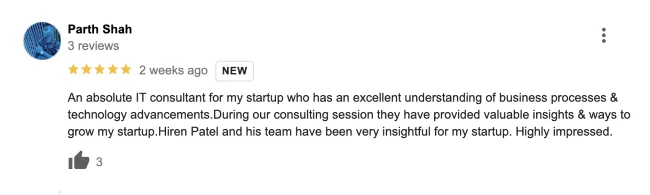 Client Parth Shah Google review